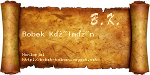 Bobek Kálmán névjegykártya